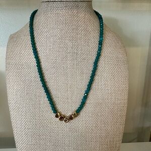 Park Lane Freya Necklace Green - Elegant Green Beaded Necklace with Gold Accents
